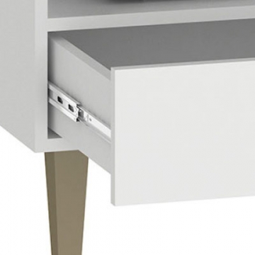1 drawer with telescopic slides.