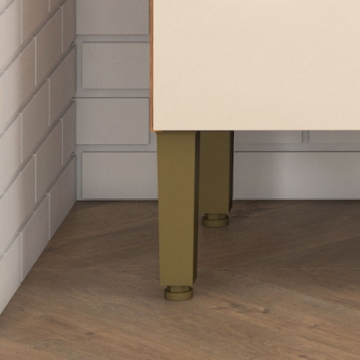 Plastic feet measuring 17cm and with adjustable height.