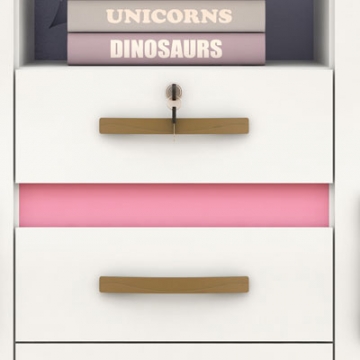 Reversible crossbar and baseboard: one side painted white and the other side pink.