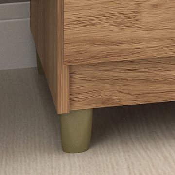 Bronze colored plastic feet.