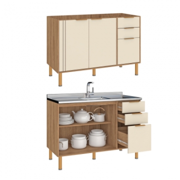 CV100 <br> 120cm countertop for sink with 2 doors and 3 drawers. <br> 850mm x 1200mm x 500mm