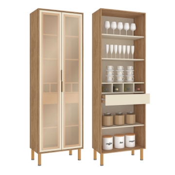 CV109 <br> 70cm display cabinet with 2 glass doors and 1 drawer. <br> 2140mm x 700mm x 365mm