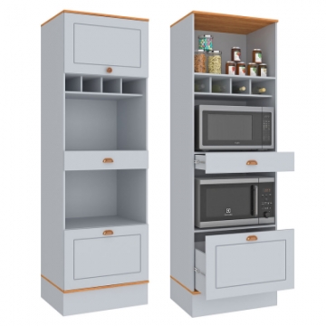 CA207 <br> 70cm pantry cabinet for 2 ovens with 1 door and 2 drawers. <br> 2240mmx700mmx520mm